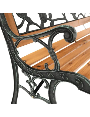Bancă de grădină FAIZA, exterior, 126x52x73 cm, Oțel/Plastic/Lemn | MobilaOK