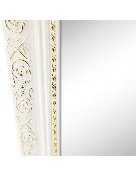 Oglindă de podea, alb/ornament auriu, LAVAL | MobilaOK