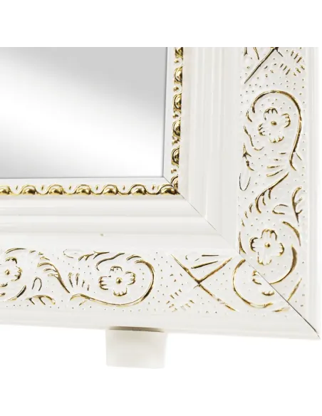 Oglindă de podea, alb/ornament auriu, LAVAL | MobilaOK