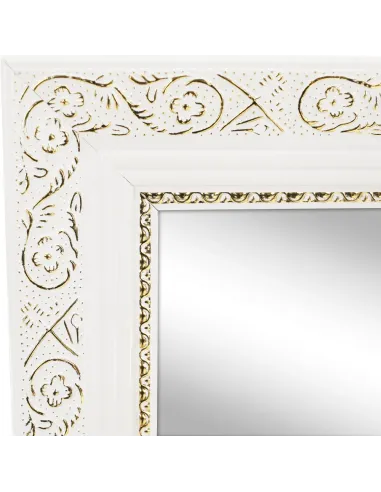 Oglindă de podea, alb/ornament auriu, LAVAL | MobilaOK