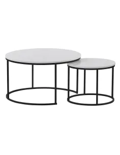 Set de 2 Mese de Cafea IKLIN, living, Ø80/50 cm, MDF/Metal, KONDELA | MobilaOK