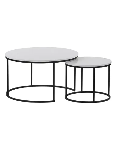 Set de 2 Mese de Cafea IKLIN, living, Ø80/50 cm, MDF/Metal, KONDELA | MobilaOK
