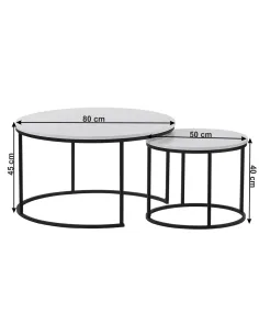 Set de 2 Mese de Cafea IKLIN, living, Ø80/50 cm, MDF/Metal, KONDELA | MobilaOK 2