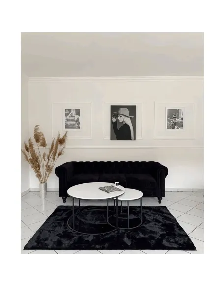 Set de 2 Mese de Cafea IKLIN, living, Ø80/50 cm, MDF/Metal, KONDELA | MobilaOK