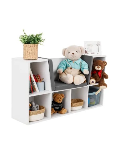 Bibliotecă cu scaune FERIA pentru copii, 112x27x61 cm, PAL melaminat | MobilaOK