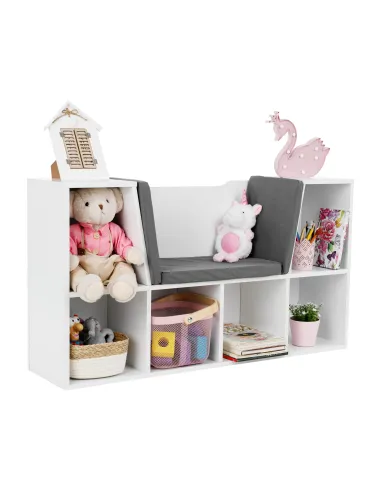 Bibliotecă cu scaune FERIA pentru copii, 112x27x61 cm, PAL melaminat | MobilaOK