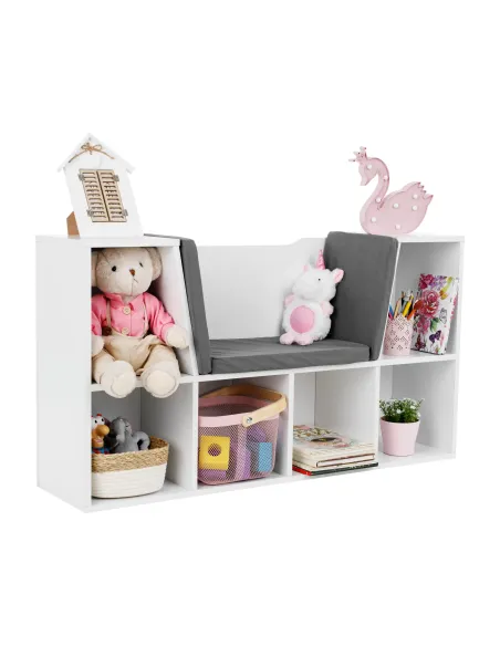 Bibliotecă cu scaune FERIA pentru copii, 112x27x61 cm, PAL melaminat | MobilaOK