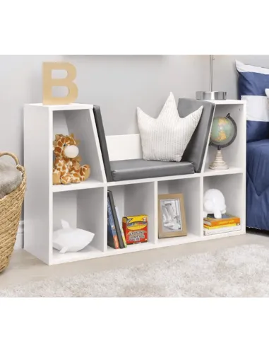 Bibliotecă cu scaune FERIA pentru copii, 112x27x61 cm, PAL melaminat | MobilaOK