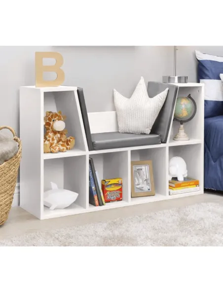 Bibliotecă cu scaune FERIA pentru copii, 112x27x61 cm, PAL melaminat | MobilaOK