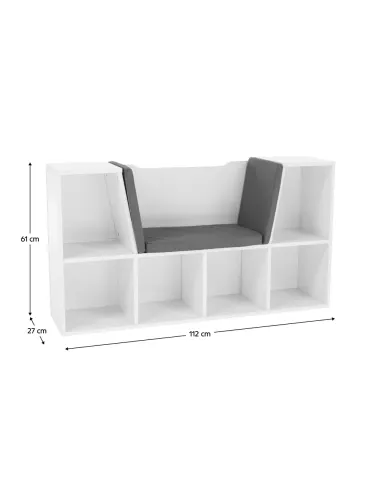 Bibliotecă cu scaune FERIA pentru copii, 112x27x61 cm, PAL melaminat | MobilaOK