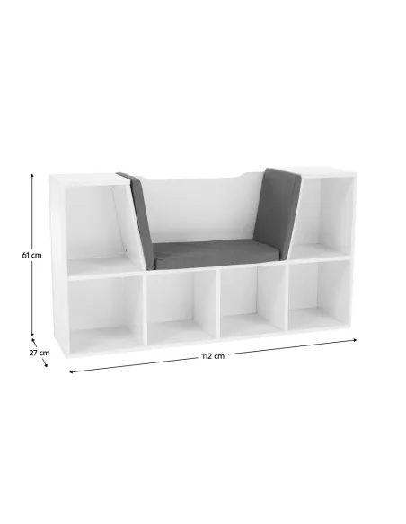 Bibliotecă cu scaune FERIA pentru copii, 112x27x61 cm, PAL melaminat | MobilaOK