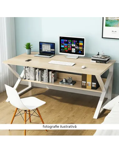 Birou TARCAL 100, home office, 100x72x60 cm, MDF laminat și metal | MobilaOK