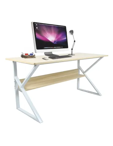 Birou TARCAL 140 pentru birou/home office, 140x72x60 cm, MDF laminat/stejar natural/alb | MobilaOK