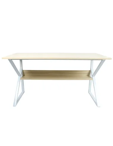Birou TARCAL 140 pentru birou/home office, 140x72x60 cm, MDF laminat/stejar natural/alb | MobilaOK