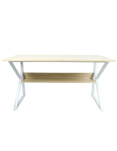 Birou TARCAL 140 pentru birou/home office, 140x72x60 cm, MDF laminat/stejar natural/alb | MobilaOK