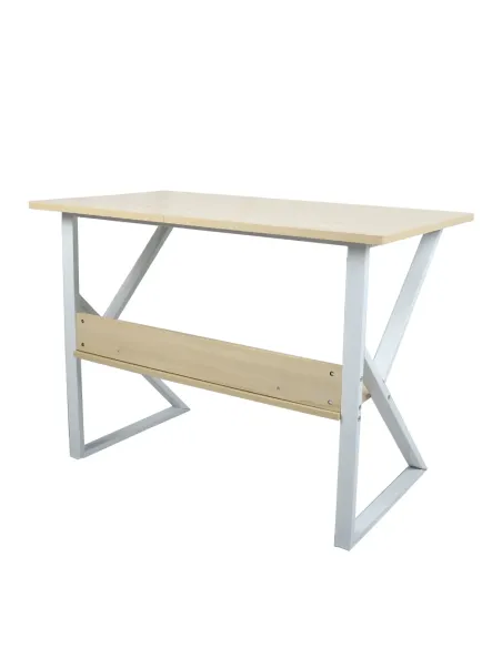 Birou TARCAL 140 pentru birou/home office, 140x72x60 cm, MDF laminat/stejar natural/alb | MobilaOK