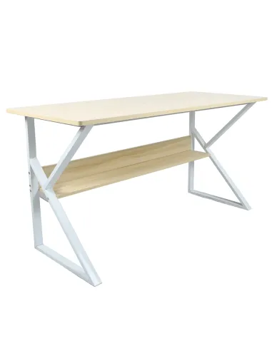 Birou TARCAL 140 pentru birou/home office, 140x72x60 cm, MDF laminat/stejar natural/alb | MobilaOK