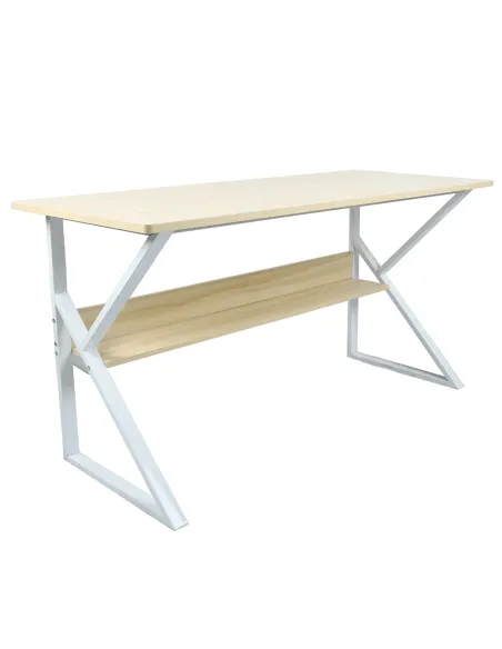 Birou TARCAL 140 pentru birou/home office, 140x72x60 cm, MDF laminat/stejar natural/alb | MobilaOK