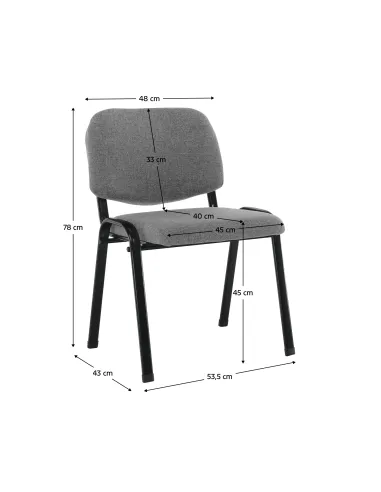 Scaun de birou ISO ECO, gri, birou, 53.5x43x78 cm, textil/metal | MobilaOK