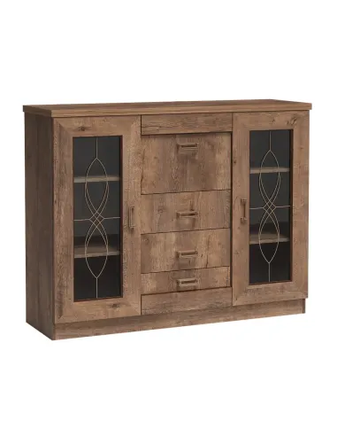 Comodă TEDY TYP T14 pentru dormitor, 140x44x110 cm, din PAL melaminat, MDF înfoliat și mânere metalice | MobilaOK