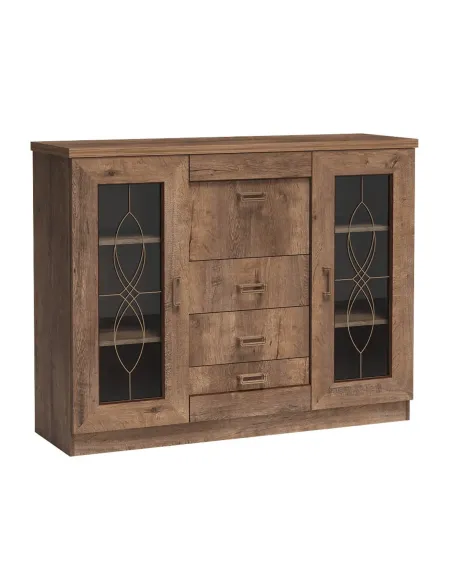 Comodă TEDY TYP T14 pentru dormitor, 140x44x110 cm, din PAL melaminat, MDF înfoliat și mânere metalice | MobilaOK