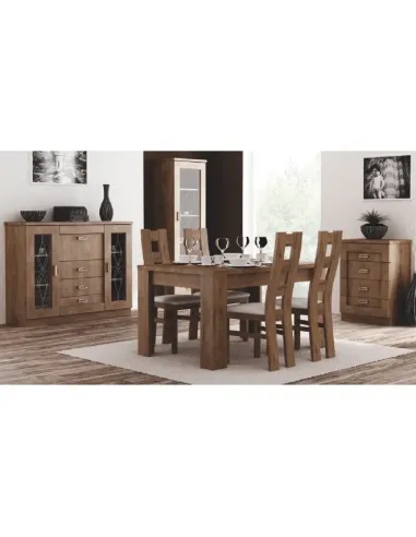 Comodă TEDY TYP T14 pentru dormitor, 140x44x110 cm, din PAL melaminat, MDF înfoliat și mânere metalice | MobilaOK