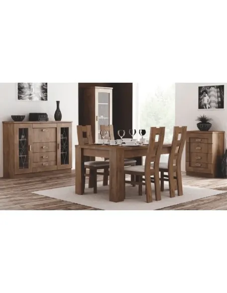 Comodă TEDY TYP T14 pentru dormitor, 140x44x110 cm, din PAL melaminat, MDF înfoliat și mânere metalice | MobilaOK