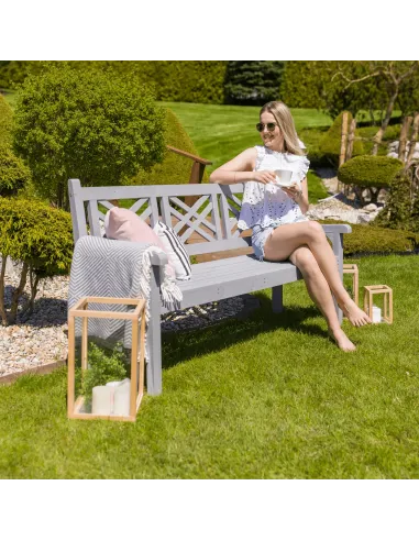 Bancă de grădină FABLA, exterior, 150 cm, Lemn, gri | MobilaOK