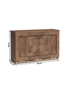 Comodă TEDY T6, dormitor/hol, 140x44x90 cm, PAL melaminat, ABS, MDF înfoliat | MobilaOK 2