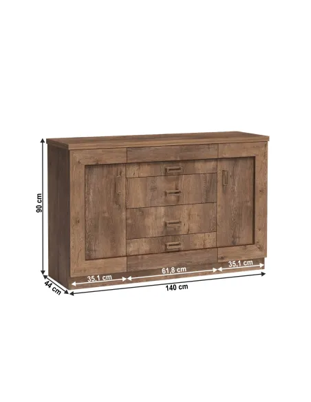 Comodă TEDY T6, dormitor/hol, 140x44x90 cm, PAL melaminat, ABS, MDF înfoliat | MobilaOK