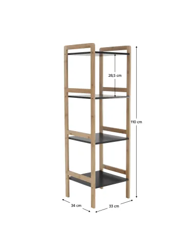 Etajeră NAOKO pentru living, dormitor, birou, 34x33x110 cm, PAL/Bambus | MobilaOK