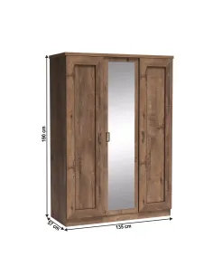 Dulap Şifonier TEDY T15, dormitor/hol/living, 135x57x190 cm, PAL melaminat şi MDF înfoliat | MobilaOK 2