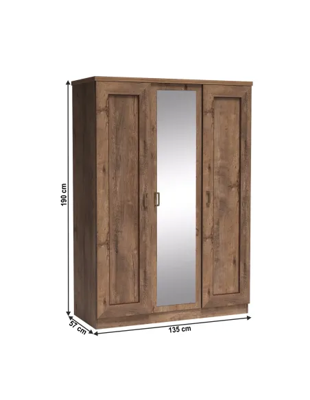 Dulap Şifonier TEDY T15, dormitor/hol/living, 135x57x190 cm, PAL melaminat şi MDF înfoliat | MobilaOK