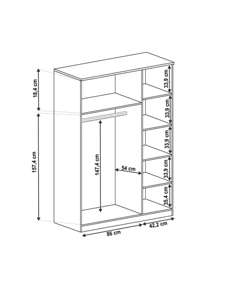Dulap Şifonier TEDY T15, dormitor/hol/living, 135x57x190 cm, PAL melaminat şi MDF înfoliat | MobilaOK