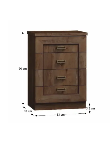 Comodă TEDY TYP T4 pentru dormitor/hol, 63x44x90 cm, din PAL melaminat, MDF înfoliat și mânere metalice | MobilaOK