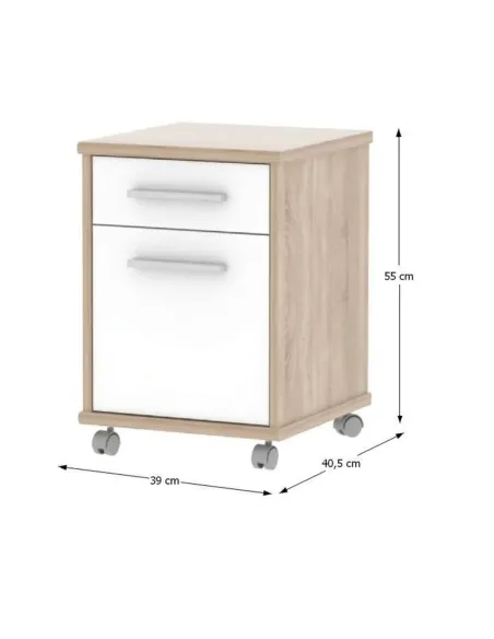 Ansamblu de birou JOHAN 2 NEW, home office, 150x67.5x73.5 cm, PAL melaminat stejar sonoma/alb | MobilaOK
