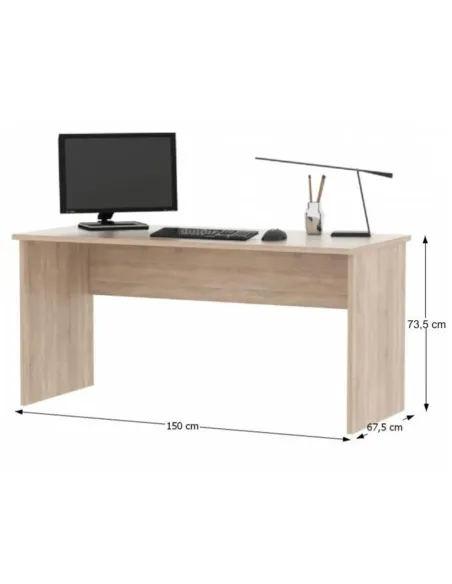 Ansamblu de birou JOHAN 2 NEW, home office, 150x67.5x73.5 cm, PAL melaminat stejar sonoma/alb | MobilaOK