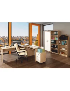 Dulap biblioraft JOHAN 2 NEW 03 pentru birou, 72.5x33.8x115.5 cm, PAL melaminat stejar sonoma | MobilaOK 2