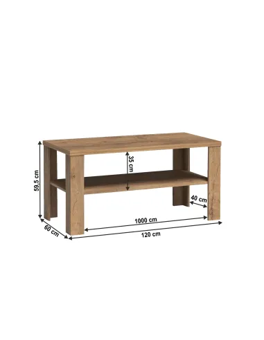 Măsuță de cafea, TEDY T13, living, 120x60x59 cm, PAL melaminat și MDF înfoliat | MobilaOK
