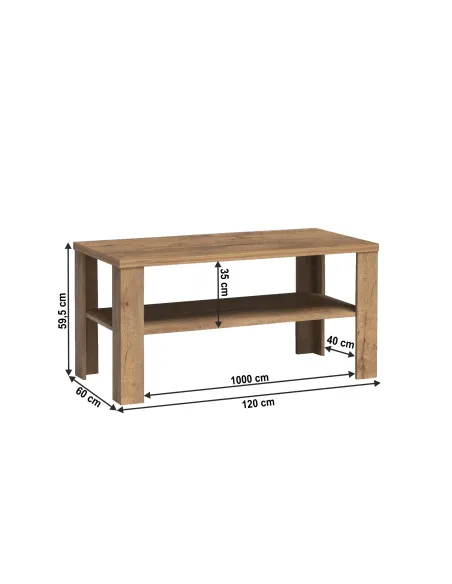 Măsuță de cafea, TEDY T13, living, 120x60x59 cm, PAL melaminat și MDF înfoliat | MobilaOK