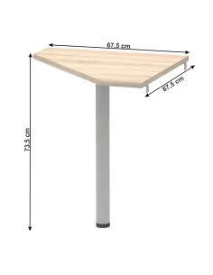 Măsuță de colț JOHAN 2, birou, 67.5x67.5x73.5 cm, PAL melaminat stejar/metal | MobilaOK 2