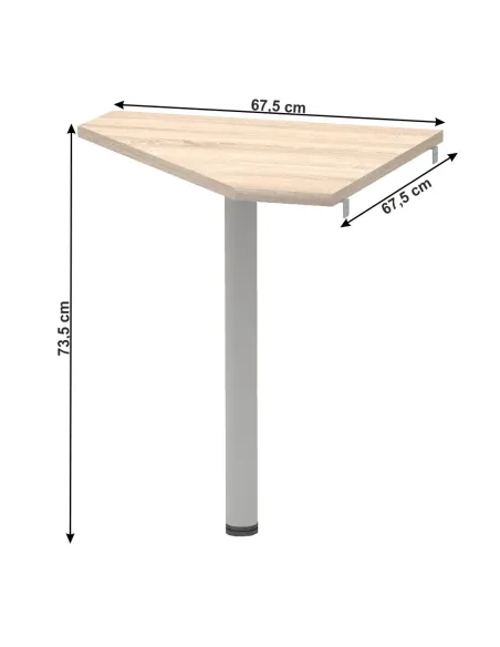 Măsuță de colț JOHAN 2, birou, 67.5x67.5x73.5 cm, PAL melaminat stejar/metal | MobilaOK