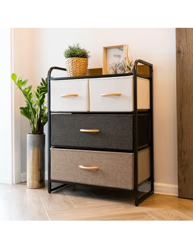 Comodă HAZEL TYP 2 pentru dormitor/hol, 58x78.5x29 cm, din MDF, metal și textil | MobilaOK