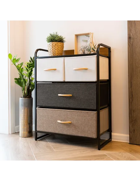 Comodă HAZEL TYP 2 pentru dormitor/hol, 58x78.5x29 cm, din MDF, metal și textil | MobilaOK