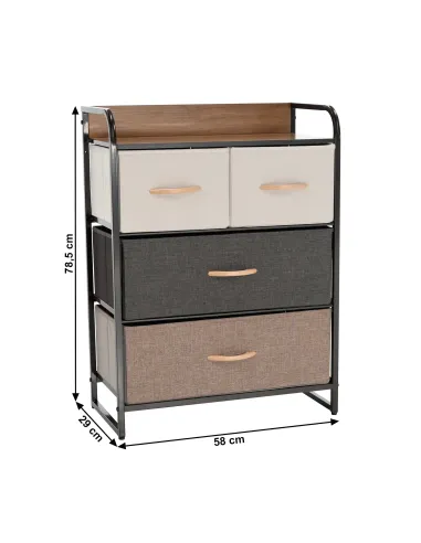Comodă HAZEL TYP 2 pentru dormitor/hol, 58x78.5x29 cm, din MDF, metal și textil | MobilaOK