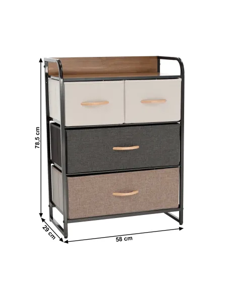 Comodă HAZEL TYP 2 pentru dormitor/hol, 58x78.5x29 cm, din MDF, metal și textil | MobilaOK