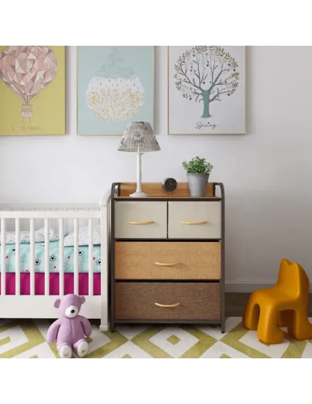 Comodă HAZEL TYP 2 pentru dormitor/hol, 58x78.5x29 cm, din MDF, metal și textil | MobilaOK