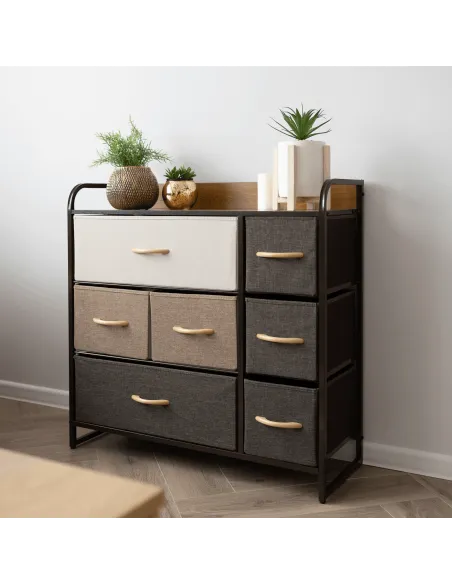 Comodă HAZEL TYP 3 dormitor/hol, 80x78.5x29 cm, MDF, metal, textil | MobilaOK