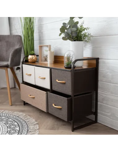Comodă HAZEL TYP 4 pentru dormitor/hol, 80x78.5x29 cm, MDF/metal/textil | MobilaOK