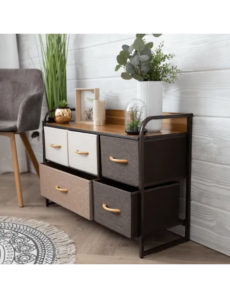 Comodă HAZEL TYP 4 pentru dormitor/hol, 80x78.5x29 cm, MDF/metal/textil | MobilaOK